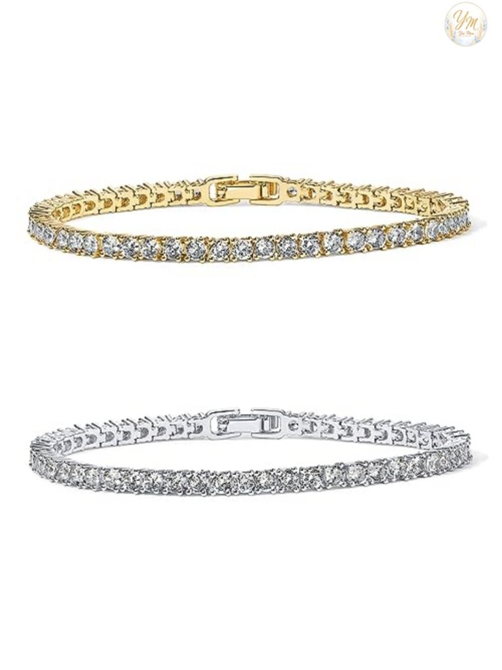 14K Gold Plated Cubic Zirconia Tennis Bracelet 3mm Sparkling Women Gift